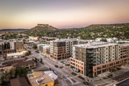 View of Encore development with Castle Rock in the background